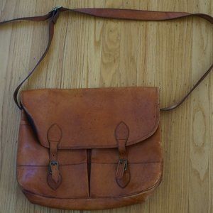 Vintage Tweeds Honey Leather Satchel